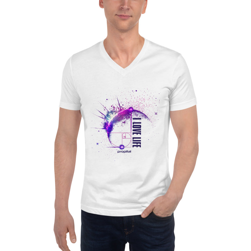 Camiseta de manga corta y cuello en V unisex